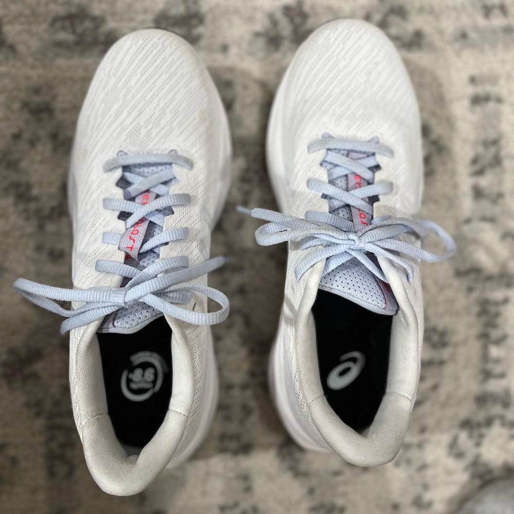 Asics White Shoes with Soft Blue Accents